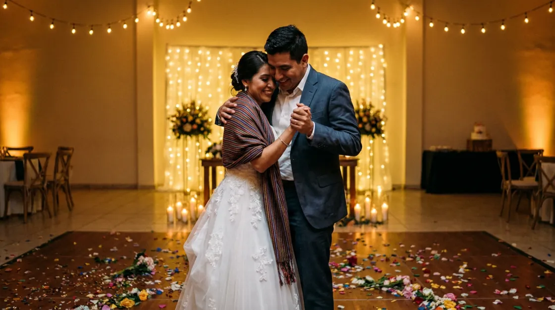 Novios bailando en su fiesta